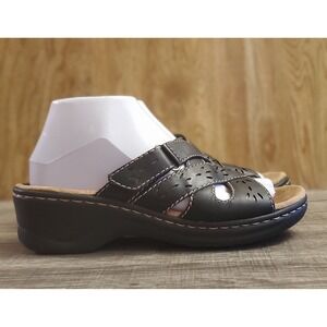 Clarks Bendables Leather Slide Sandals Women's Size 8 Black